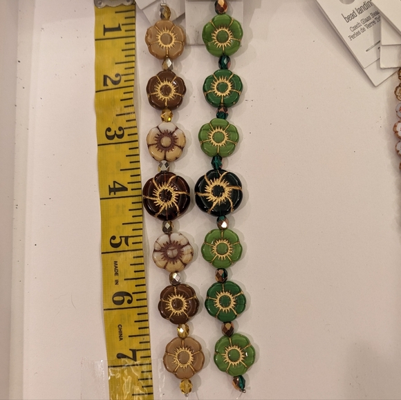 Bead Landing Czech Glass Flower Coin Beads & Spacers: 11 Strands w 200+ Beads - Picture 2 of 8